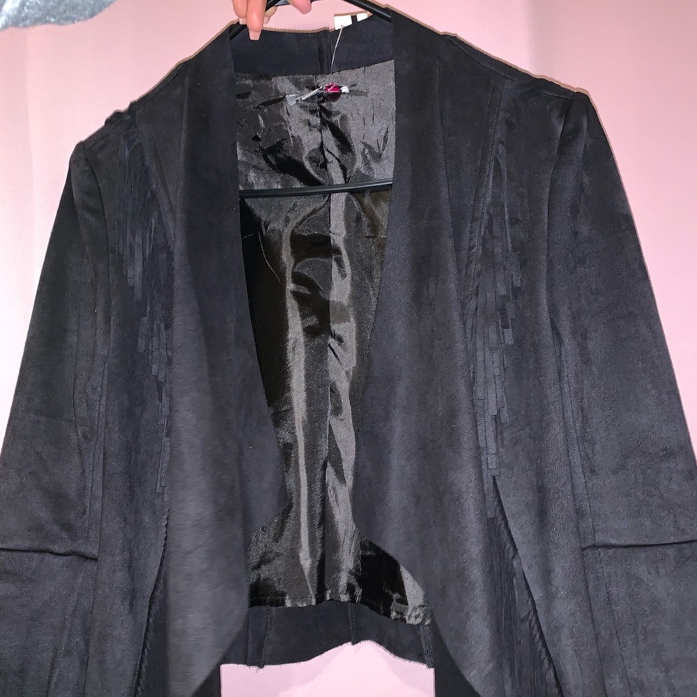 Suede Fringe Blazer